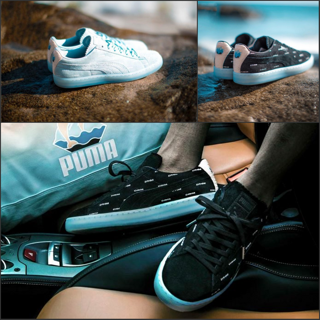 美國代購彪馬男鞋puma x Pink Dolphin SUEDE聯名水晶底休閑板鞋