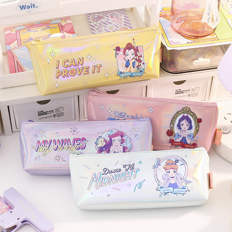正版迪士尼白雪公主周边倒梯形笔袋可爱EVA女孩大容量铅笔文具盒