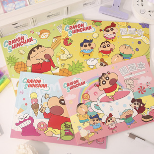 正版蜡笔小新图画本可爱小新学生用素描图画本儿童空白画册涂鸦本