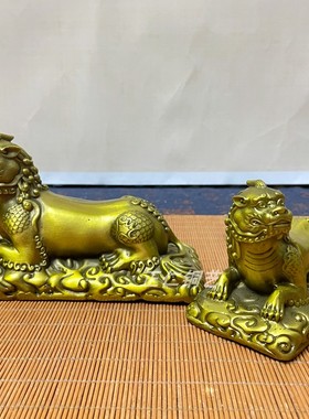 纯黄铜谛听摆件地藏王坐骑独角神兽地听客厅手工摆件铜貔貅