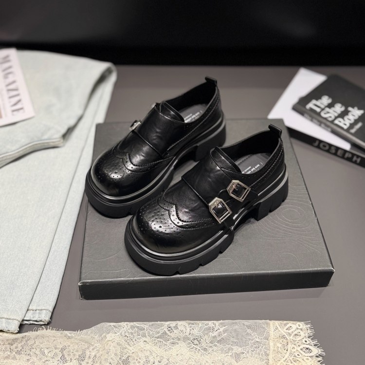 欧美厚底深口单鞋女2026春皮带扣乐福鞋布洛克雕花小皮鞋英伦女鞋,女鞋,深口单鞋,淘宝优惠券,粉丝福利购,淘宝优惠卷