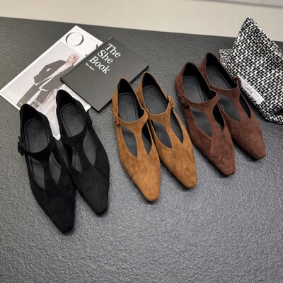 韩版T型带显瘦浅口单鞋
