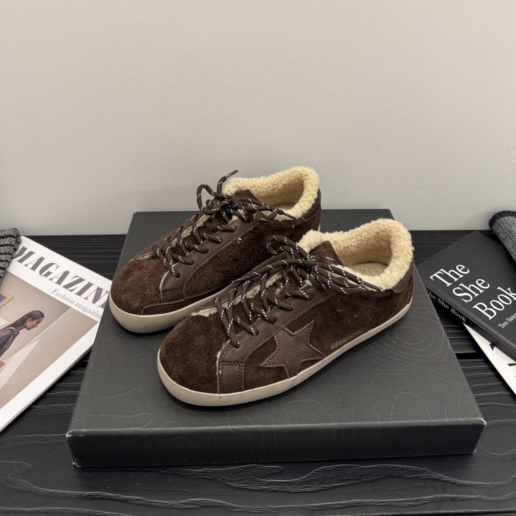 保暖~做旧风真皮毛毛德训鞋