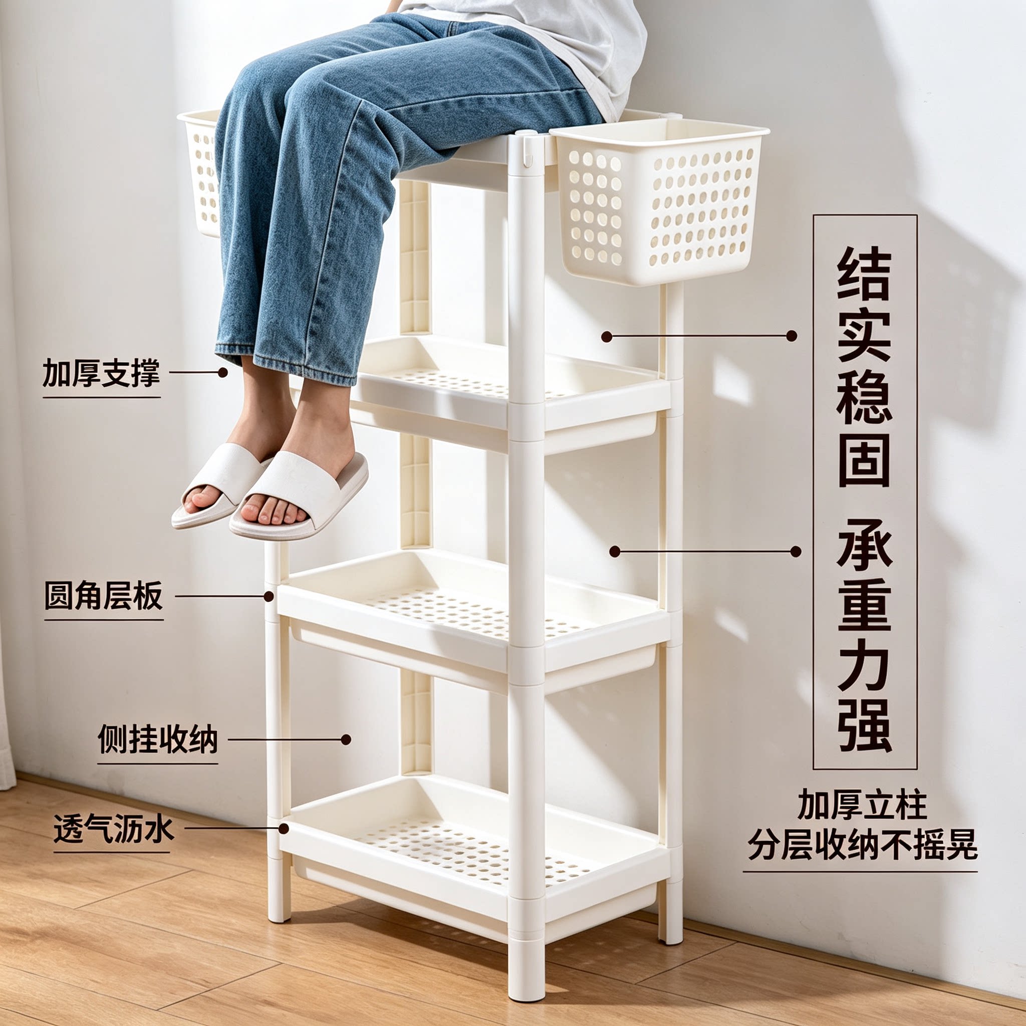 厨房置物架两层浴室收纳架储物架落地式杂物架卫生间整理架化妆品