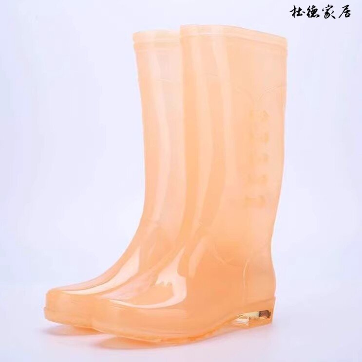 WEAR-RESISTANT MID-TUBE WARM ADULT TREND SIMPLE WOMENS WATER SHOES NON-SLIP LARGE SIZE COMFORTABLE FLAT-BOTTOMED STUDENT RUBBER RAIN BOOTS