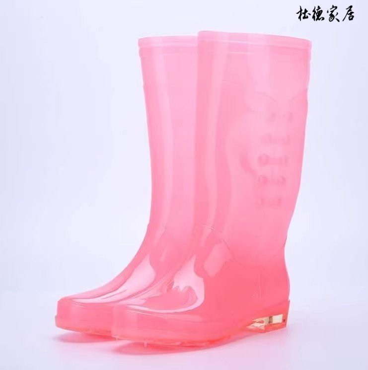 WEAR-RESISTANT MID-TUBE WARM ADULT TREND SIMPLE WOMENS WATER SHOES NON-SLIP LARGE SIZE COMFORTABLE FLAT-BOTTOMED STUDENT RUBBER RAIN BOOTS