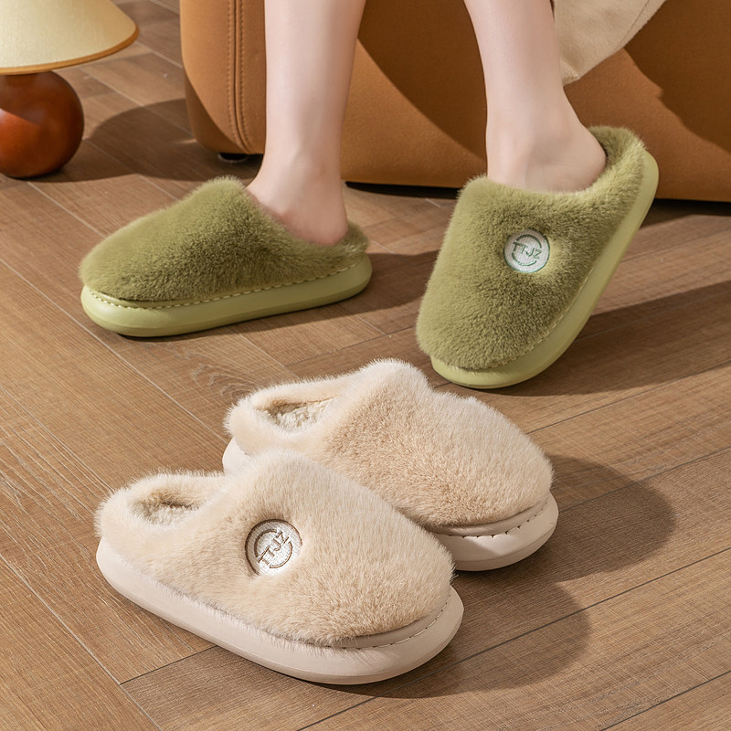 厚底踩屎感棉拖鞋女秋冬季新款室内居家用毛毛绒保暖男士家居防滑