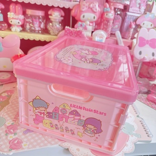 透明带盖折叠桌面库洛米玉桂狗收纳整理箱学生零食书本玩具收纳盒