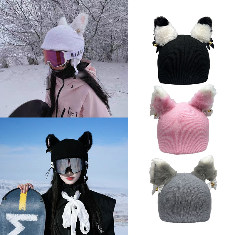 熊猫大人猫咪滑雪头盔帽套单双板电瓶车头盔罩女可爱滑翔伞帽图片