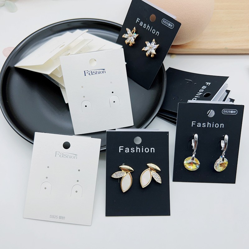 5*6.5黑色磨砂PVC挂钩卡纸触感塑料耳环弯钩卡片耳钉卡牌耳扣耳夹