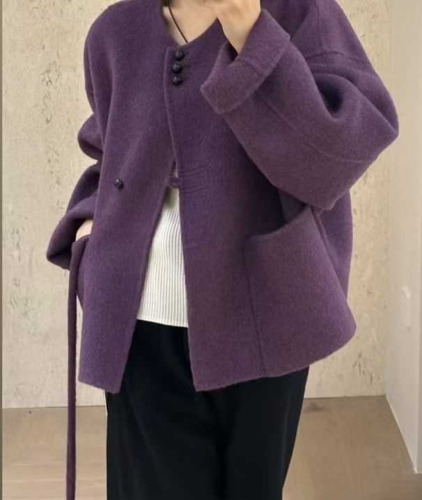 【 限时立减】韩系双面羊绒大衣女显瘦短款羊毛外套潮款大衣