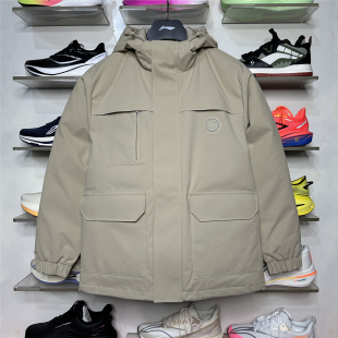 2025冬季 李宁短羽绒服男运动潮流鸭绒保暖宽松连帽外套AYMV295 款