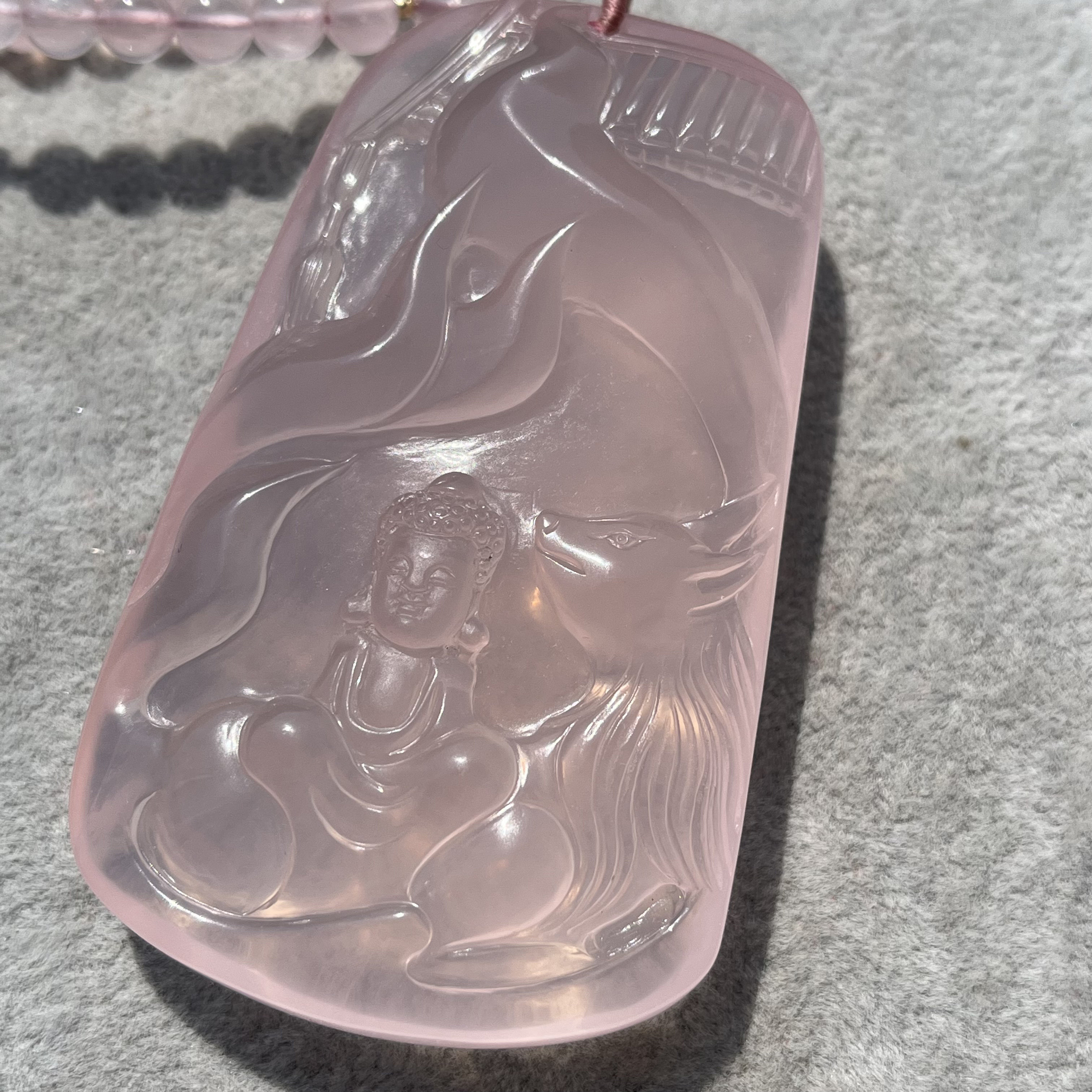 天然粉晶九尾狐毛衣链