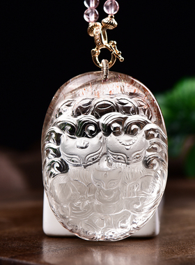 男女项链金草莓晶手工精雕