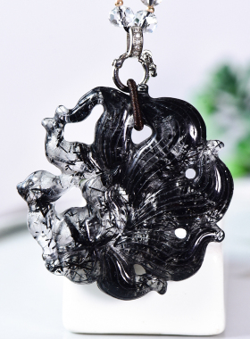 男女项链黑发晶手工精雕