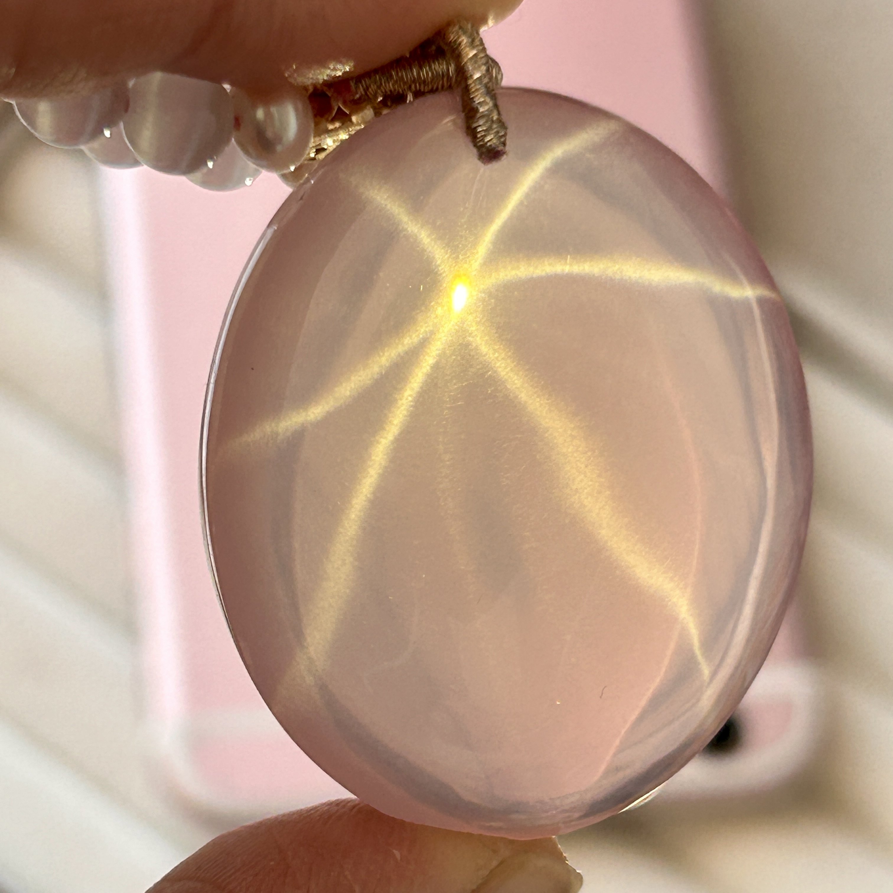 天然莫桑比克星光粉水晶大蛋面吊坠精品粉晶原创女毛衣链,饰品/流行首饰/时尚饰品新,颈饰,淘宝优惠券,粉丝福利购,淘宝优惠卷