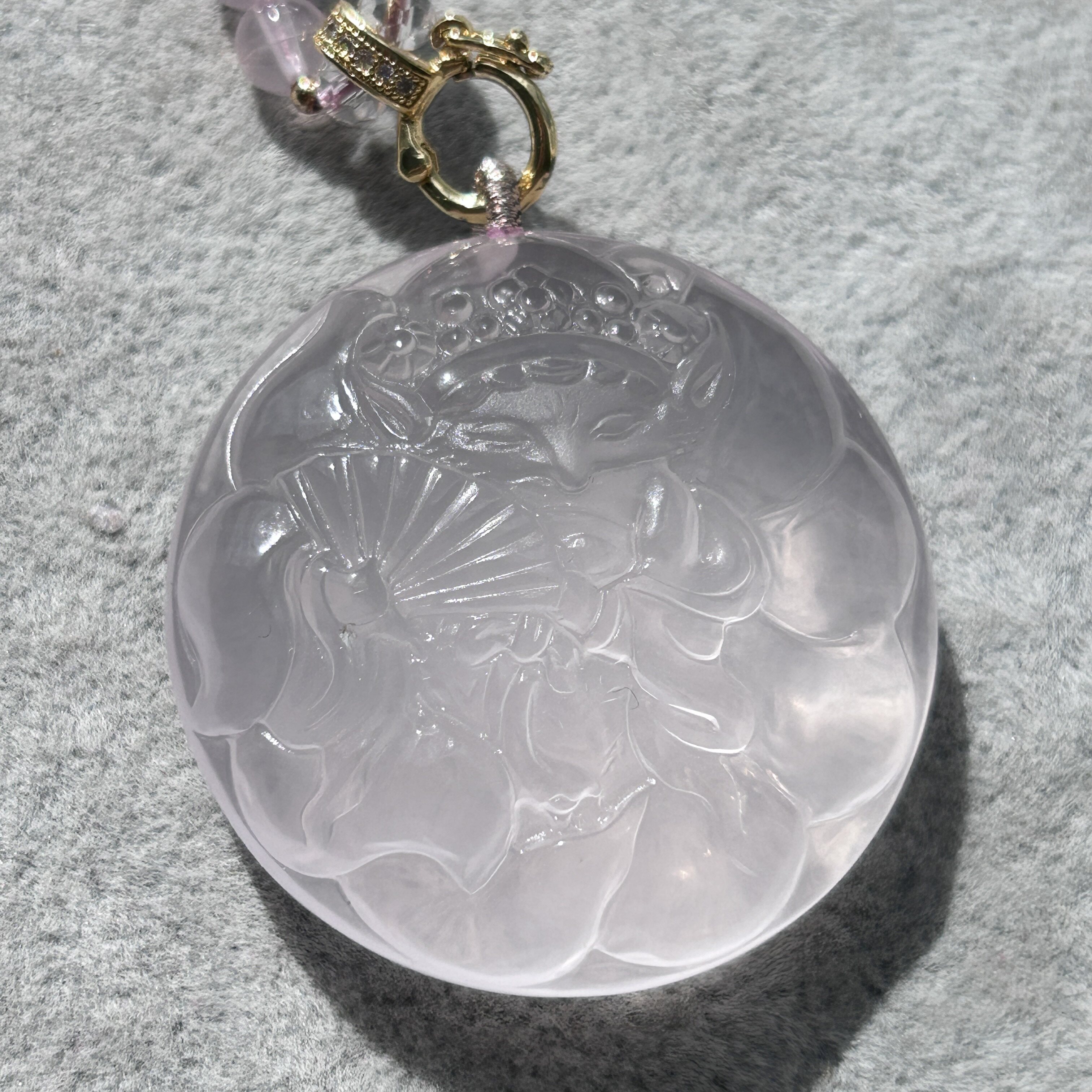 天然莫桑比克粉水晶九尾狐吊坠精致可爱粉晶狐狸原创设计项链