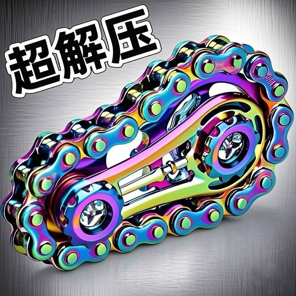 减压手指链齿飞轮链条指尖陀螺无聊解压神器齿轮联动机械金属玩具