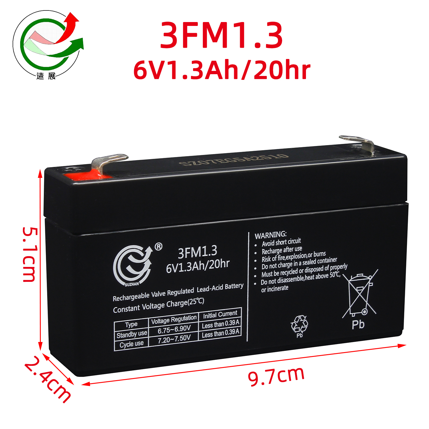 suzhan速展电子秤电池6V1.3AH