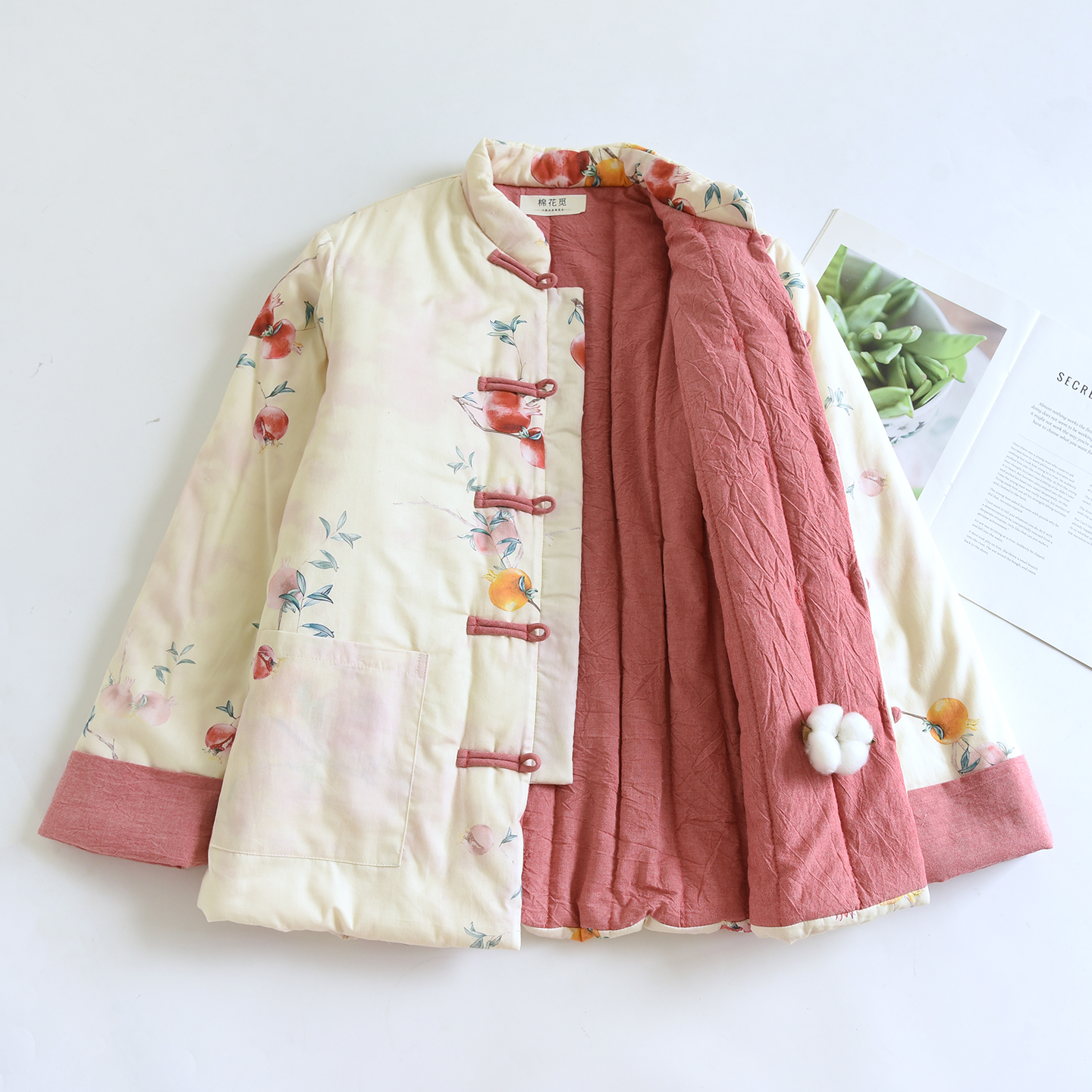 可外穿睡衣新中式棉服纯棉夹棉加厚保暖棉花衣花棉袄盘扣复古