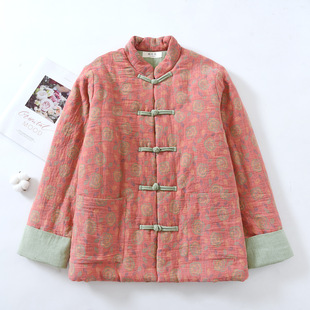 过年喜庆新中式 纯棉夹棉加厚冬天妈妈 国风棉袄棉服可外穿睡衣上装