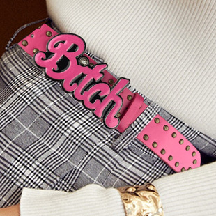 大衣腰带时尚 腰带美式 辣妹风皮带牛仔裤 饰 铆钉装 个性 新款 女式