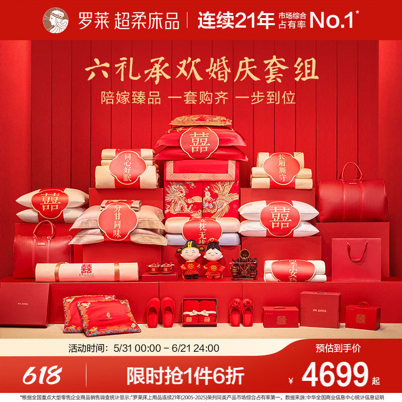 罗莱家纺婚庆套组马上有囍一整套结婚套件喜被喜庆婚嫁大红色被子