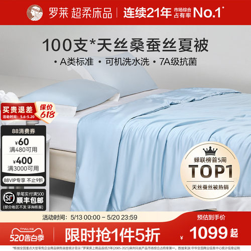 罗莱A类抗菌100s天丝桑蚕丝夏被