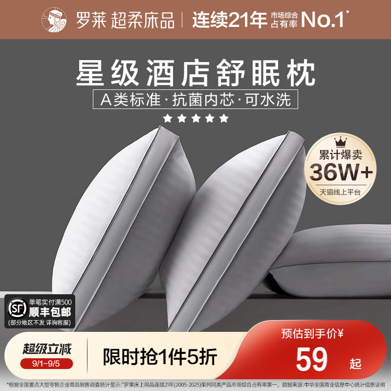 罗莱A类抗菌可水洗酒店枕图片