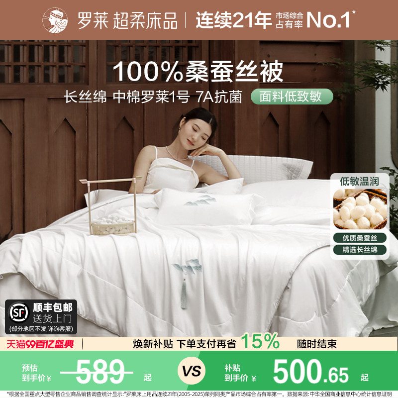 罗莱家纺全棉A类桑蚕丝二合一被图片