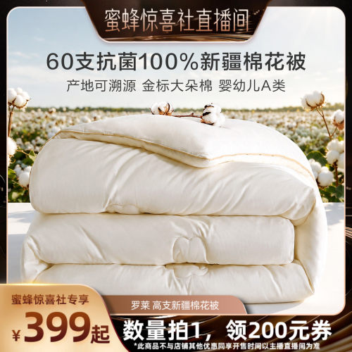 罗莱60支A类抗菌100%新疆棉花被