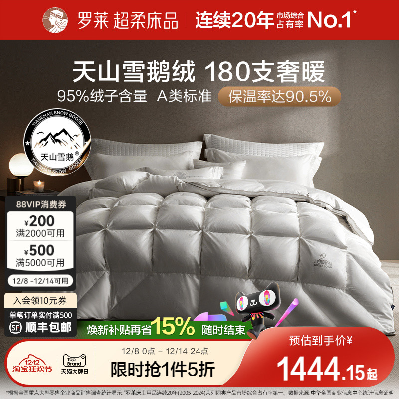 罗莱全棉A类95白鹅绒被子
