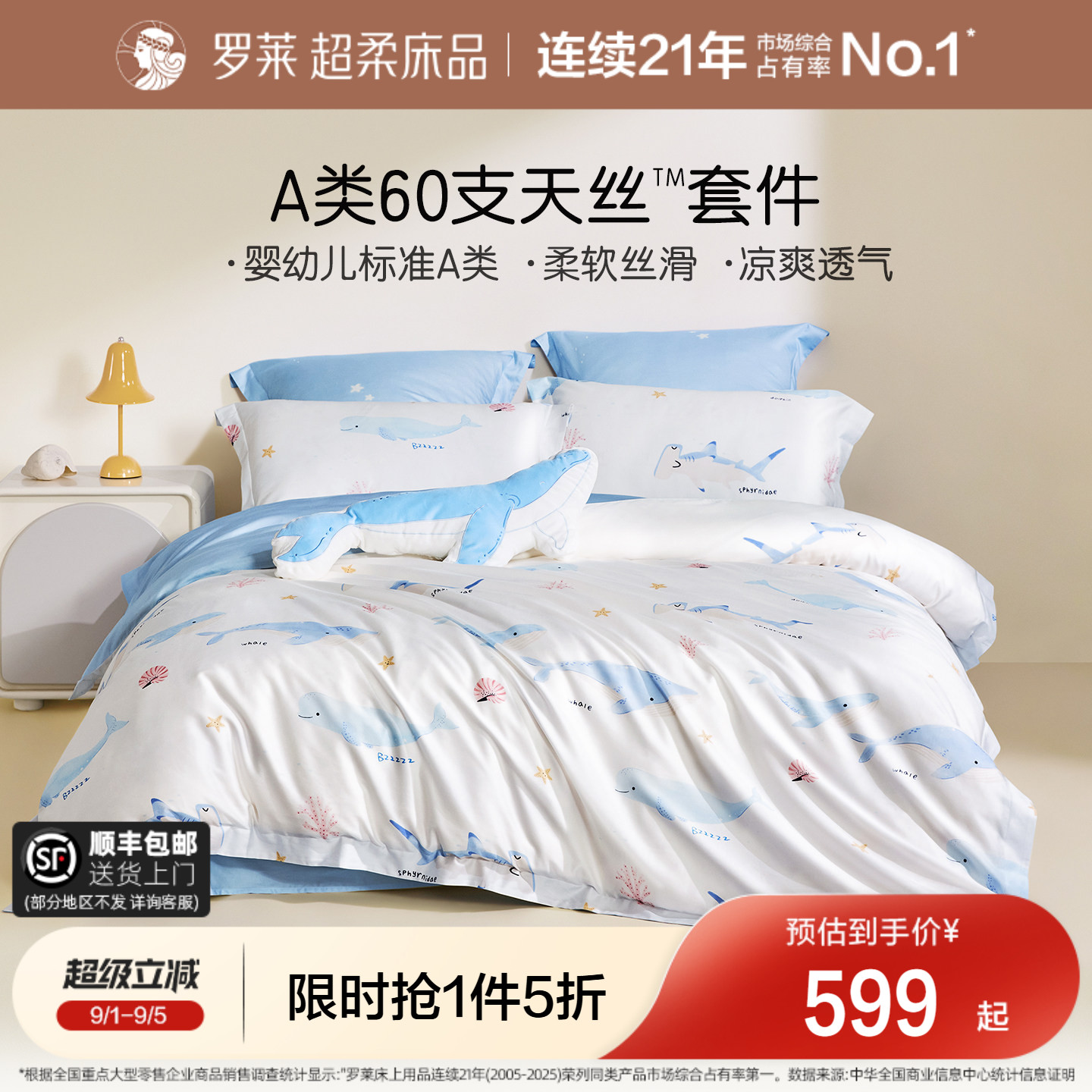 罗莱60支天丝套件夏季凉感冰丝图片