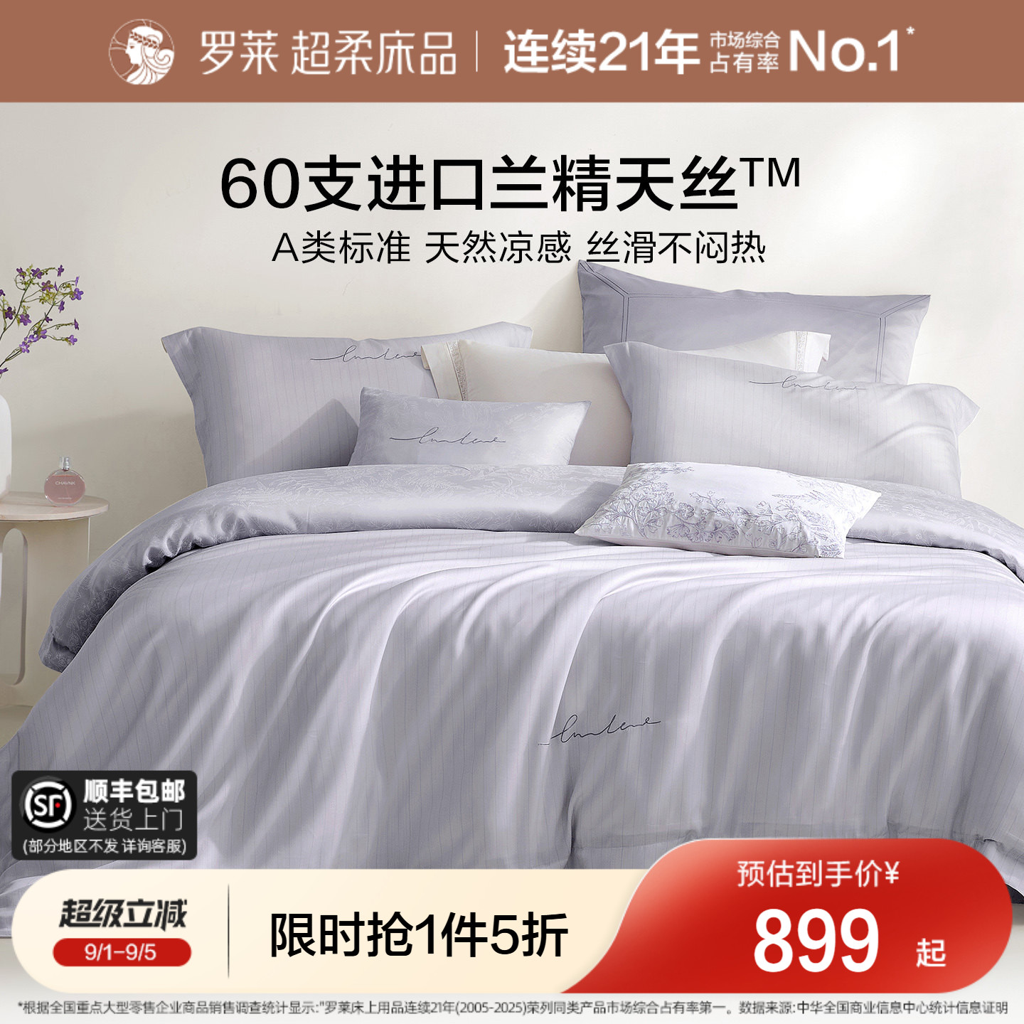 罗莱新品60支天丝凉感四件套图片