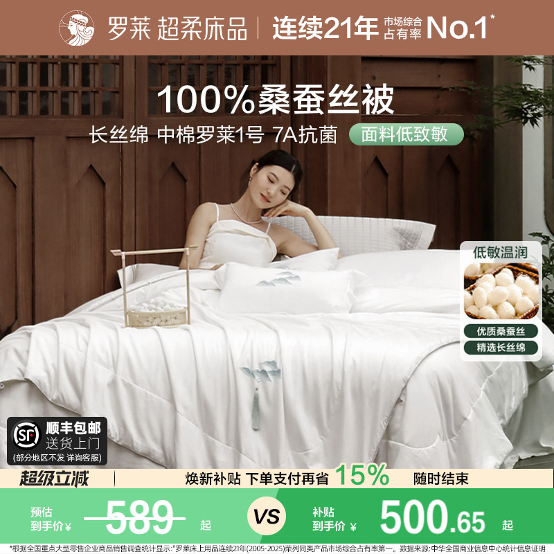 罗莱家纺全棉A类桑蚕丝二合一被图片