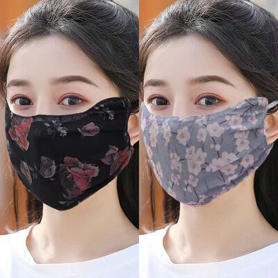 印花防晒口罩凉感网纱女夏季冰丝加大护眼角轻薄透气户外骑行面罩