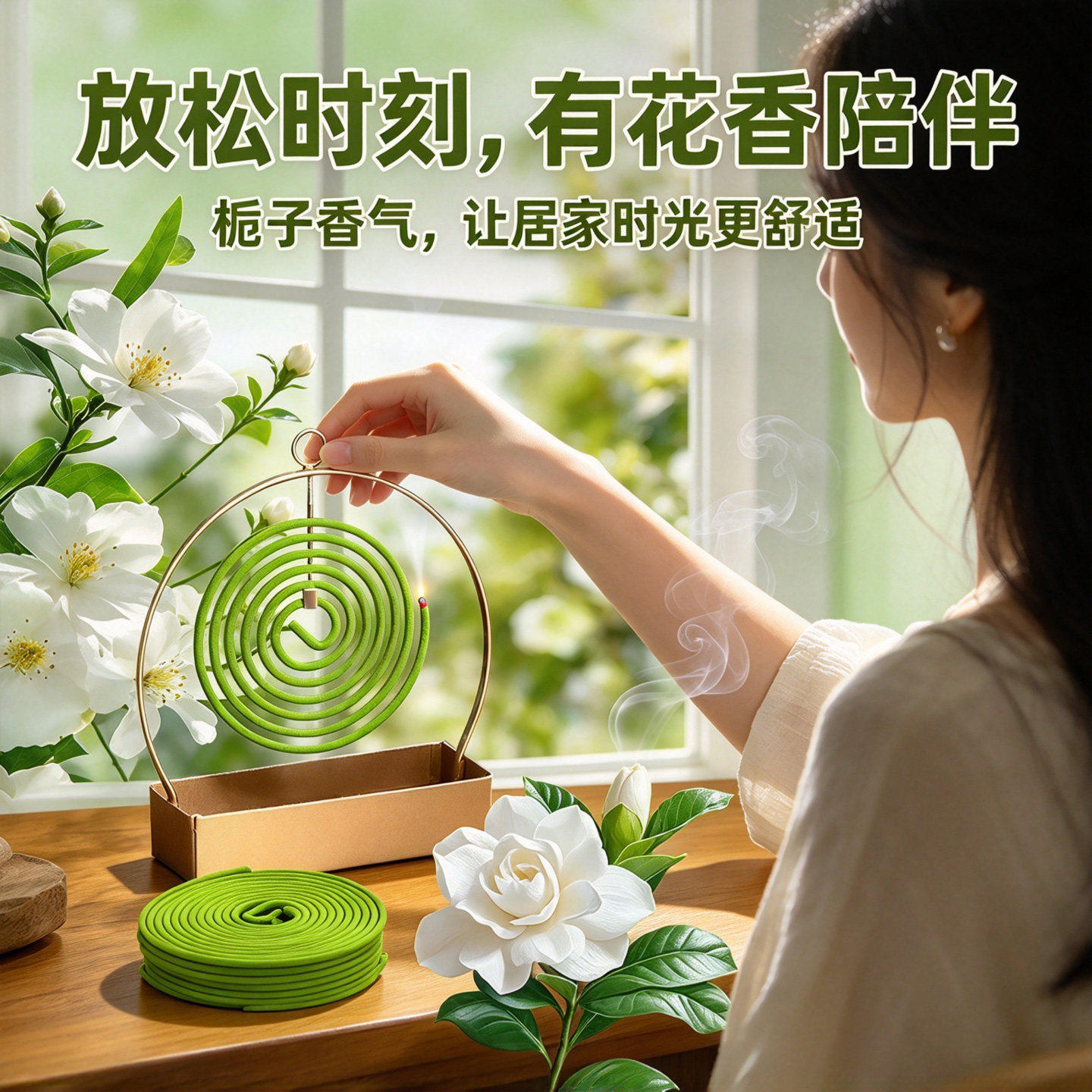 栀子花盘香持久留香除味净化空气
