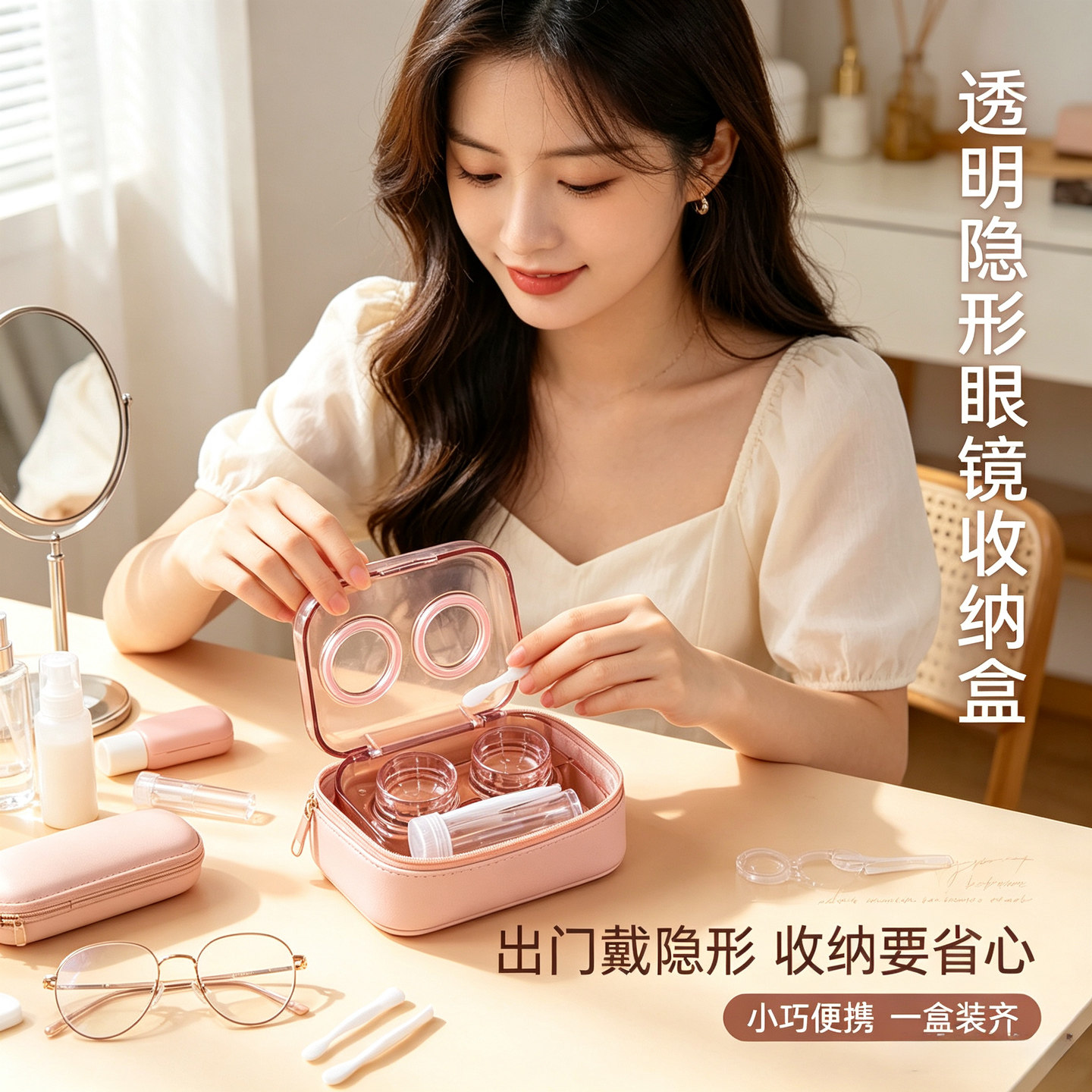 无需拧盖隐形眼镜盒美瞳盒