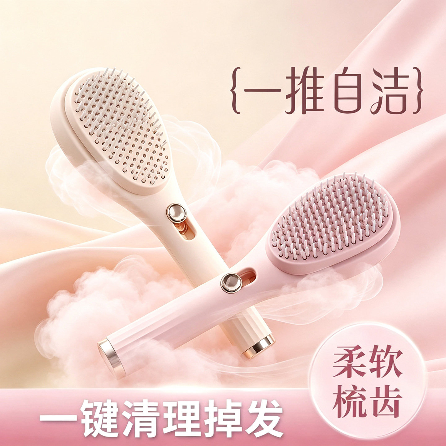 伸缩梳子气囊按摩梳一键清理