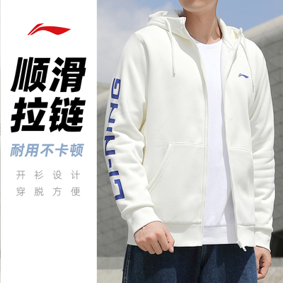 李宁加绒连帽卫衣男2025