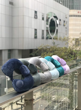 PICTET FINO新款带小枕水晶绒坐车旅行休闲按压式护颈充气枕