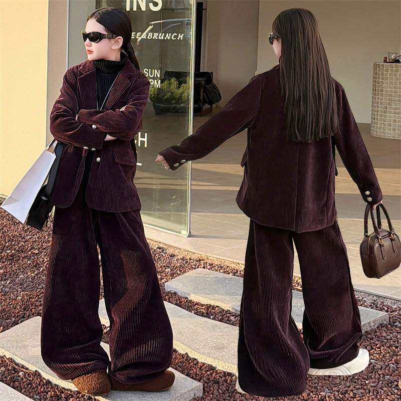 女童灯芯绒西装套装秋冬保暖紫色西服外套主持人两件套街拍走秀服,童装/婴儿装/亲子装,儿童演出服,淘宝优惠券,粉丝福利购,淘宝优惠卷