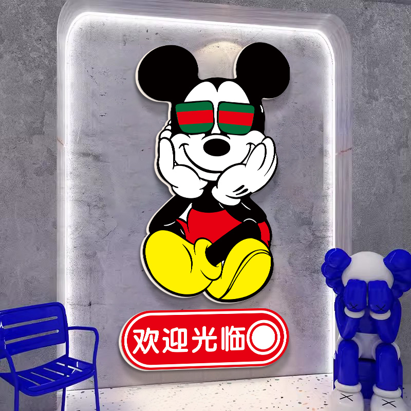 轻奢高级感欢迎光临楼梯墙面装饰画火锅烧烤酒吧桌球室布置贴纸图片