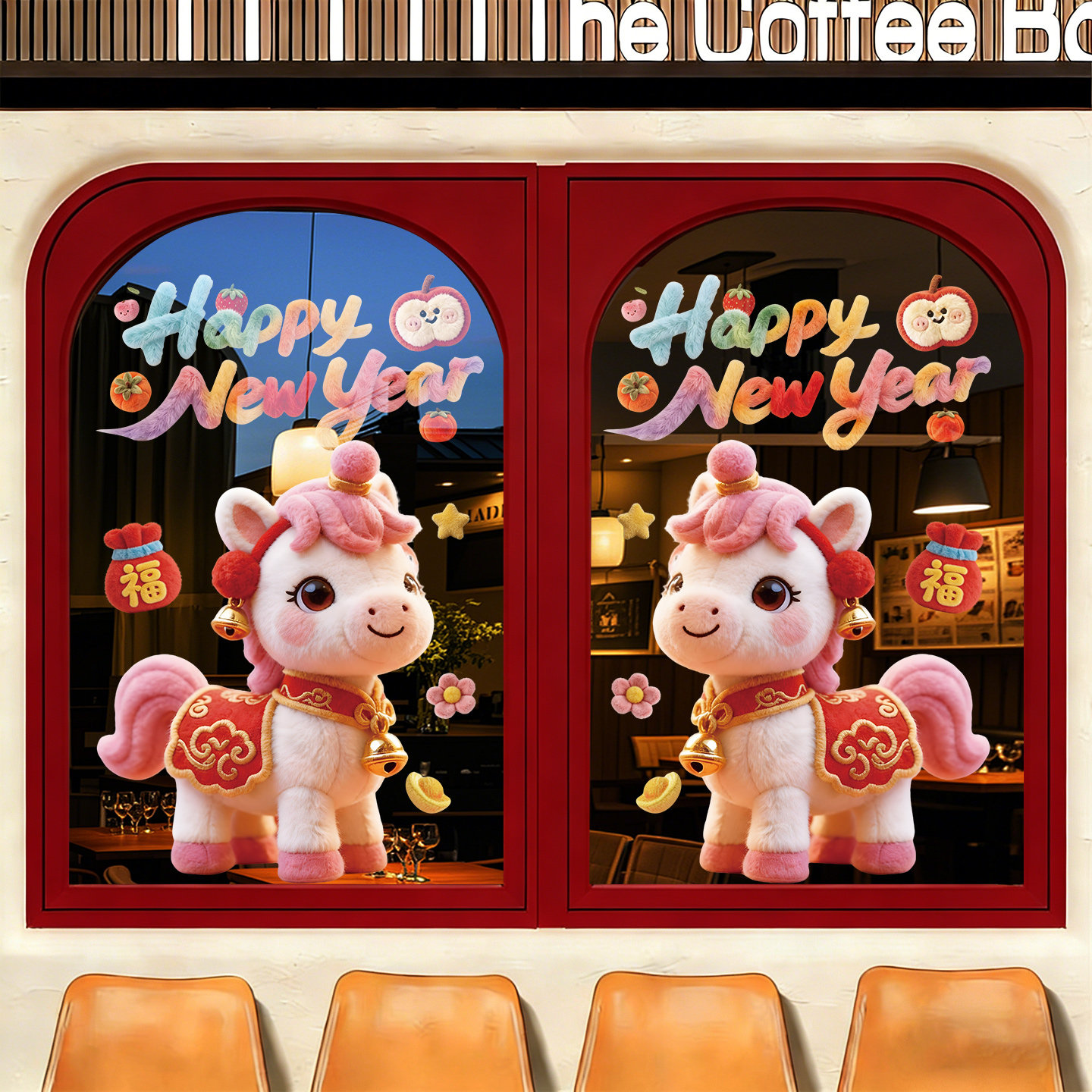 新年装饰马年窗花2026新款静电窗花过年厨房推拉门高级感玻璃贴纸,家居饰品,门贴,淘宝优惠券,粉丝福利购,淘宝优惠卷