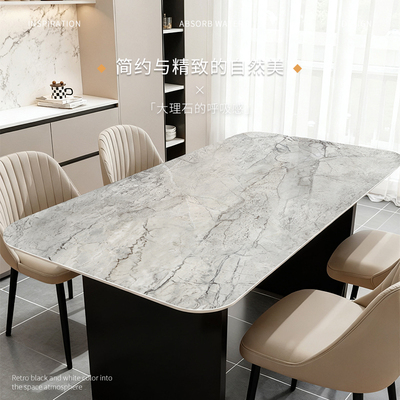 大理石纹长方形餐桌垫轻奢高级桌布防水防油免洗茶几台面保护垫子