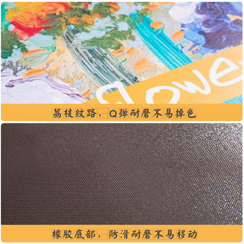 热销油画风入户门地垫门口玄关防滑防水免洗可擦pvc皮革进门垫可