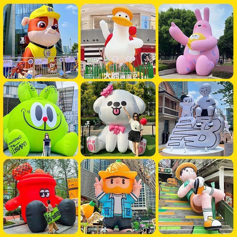 充气爱心花朵气模 定制 发光毛绒兔子卡道 大型商场吊挂美陈模型