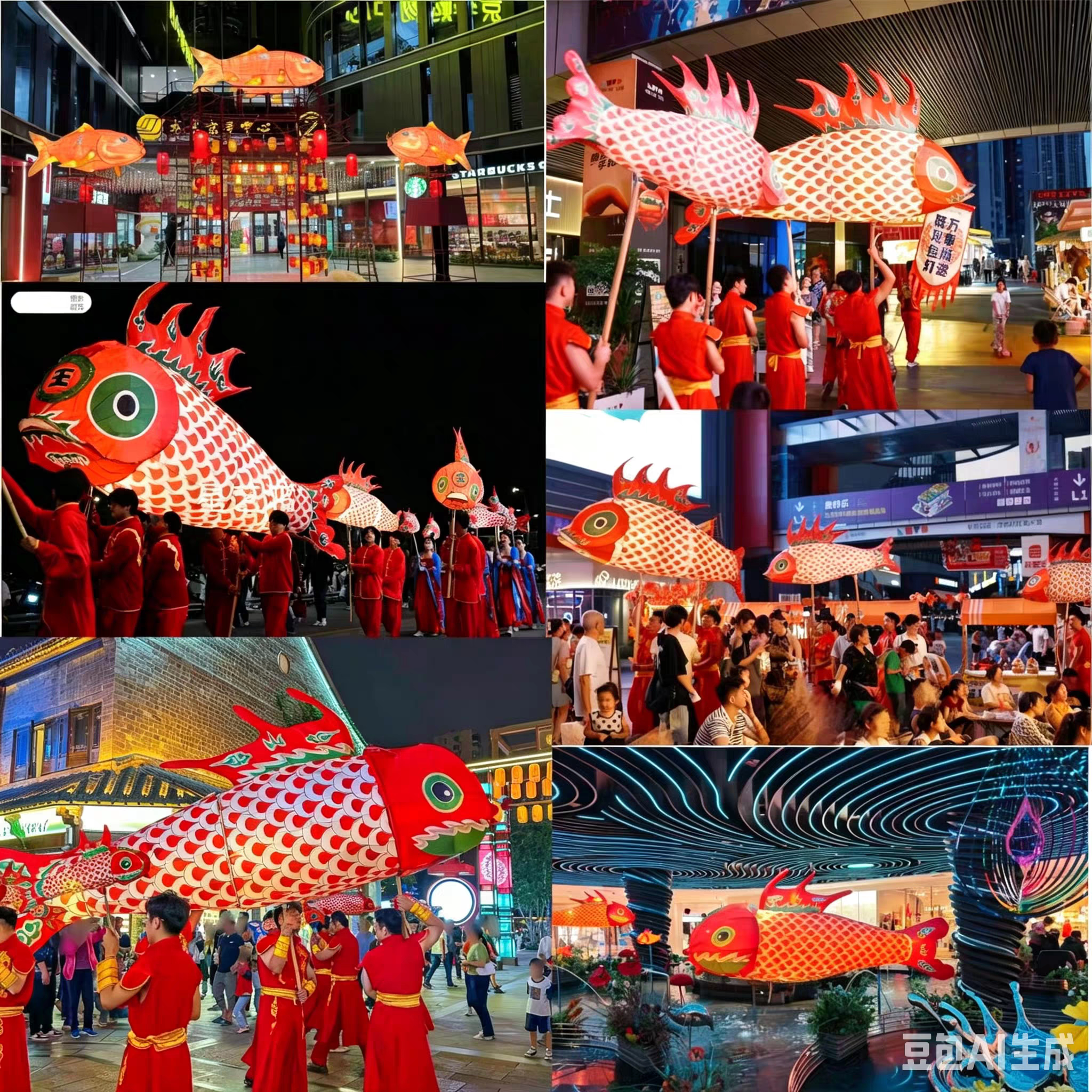 大型发光鲤鱼灯仿真锦鲤花灯户外庙会巡游表演鱼灯笼景区亮化