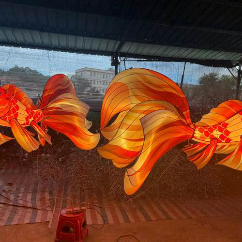 吊挂古风灯笼非遗花灯集市装饰摆件手持鱼灯鲤鱼金鱼鳌鱼鲲鹏彩灯