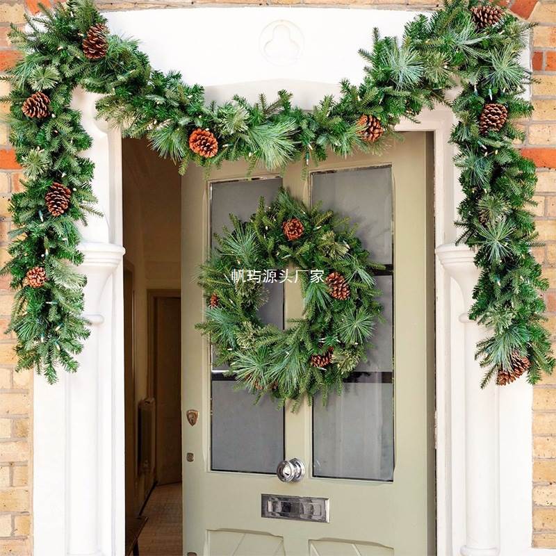 圣诞藤条挂饰圣诞节装饰品花环装饰橱窗酒吧摆件场景布置商场门挂